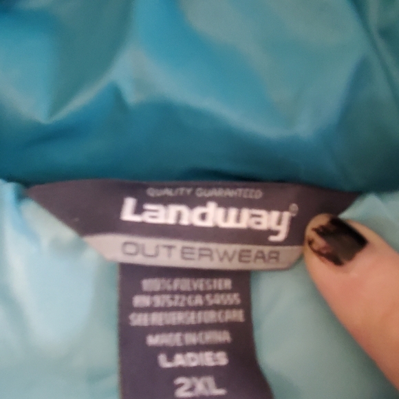 LANDWAY OUTERWEAR VEST HORSES. SZ 2XL. TEAL. ZIP UP - Picture 6 of 7